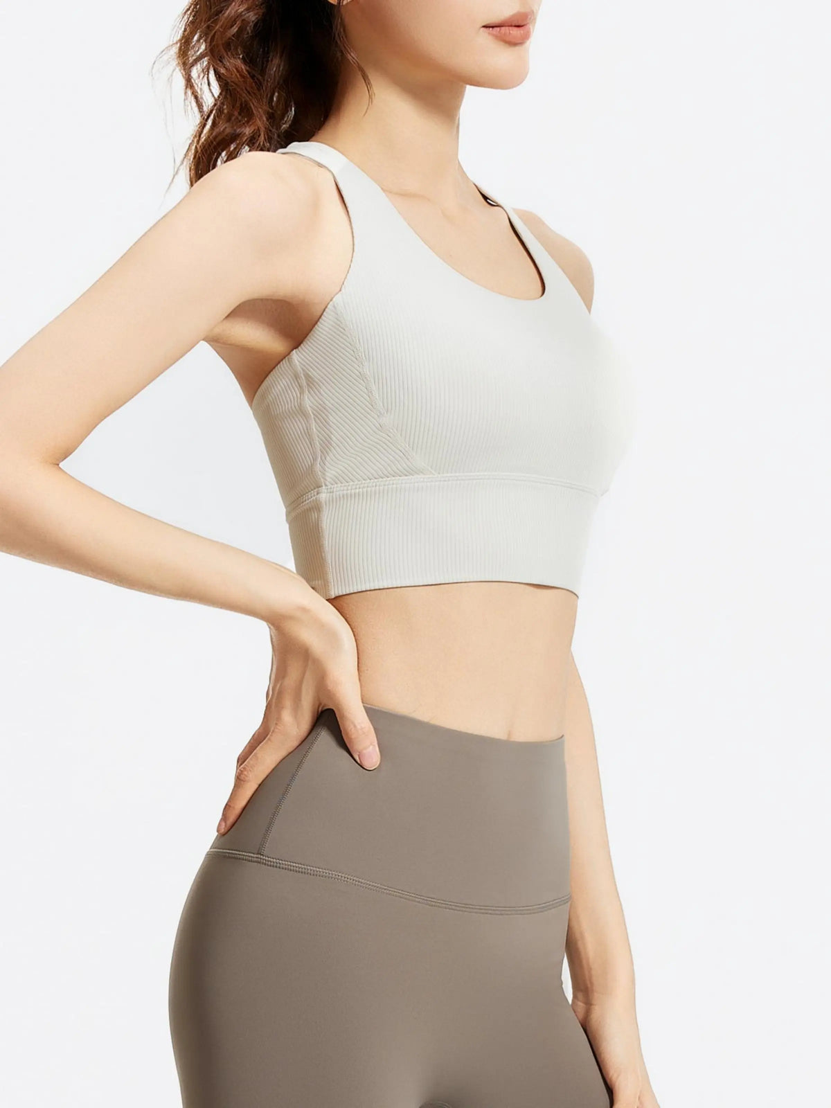 Eunfew Ribbed Cross-Back Yoga Bra EUNFEW