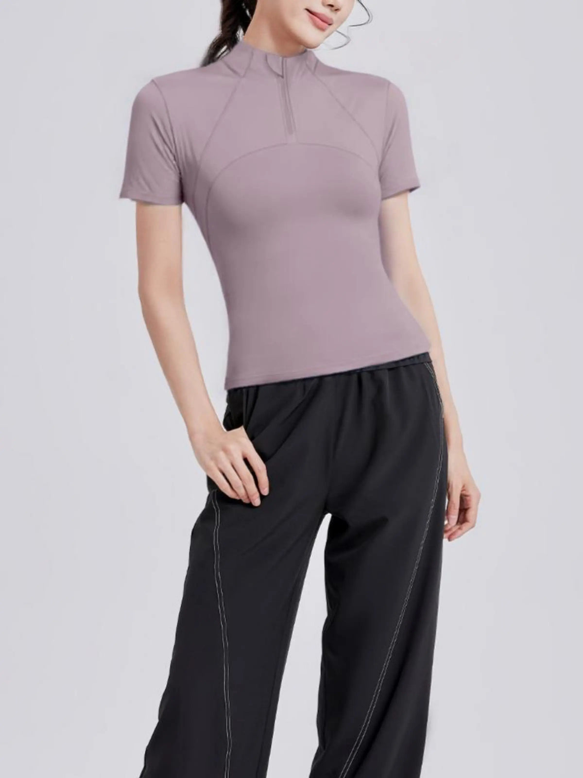 Eunfew Form Deconstruction Half-Zip Yoga Top EUNFEW