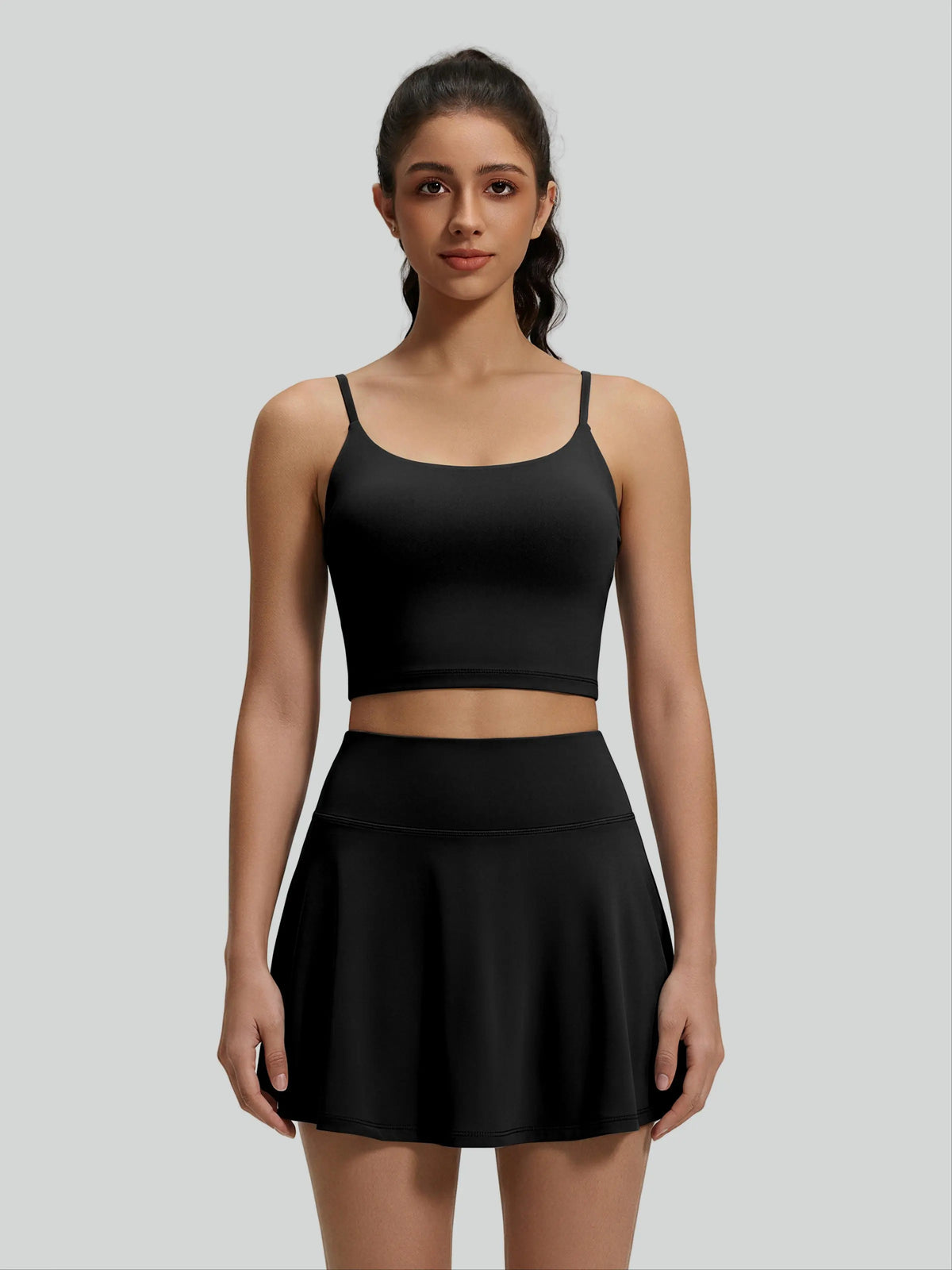 Eunfew Ruched Cross-Back Built-In Bra Yoga Tank EUNFEW