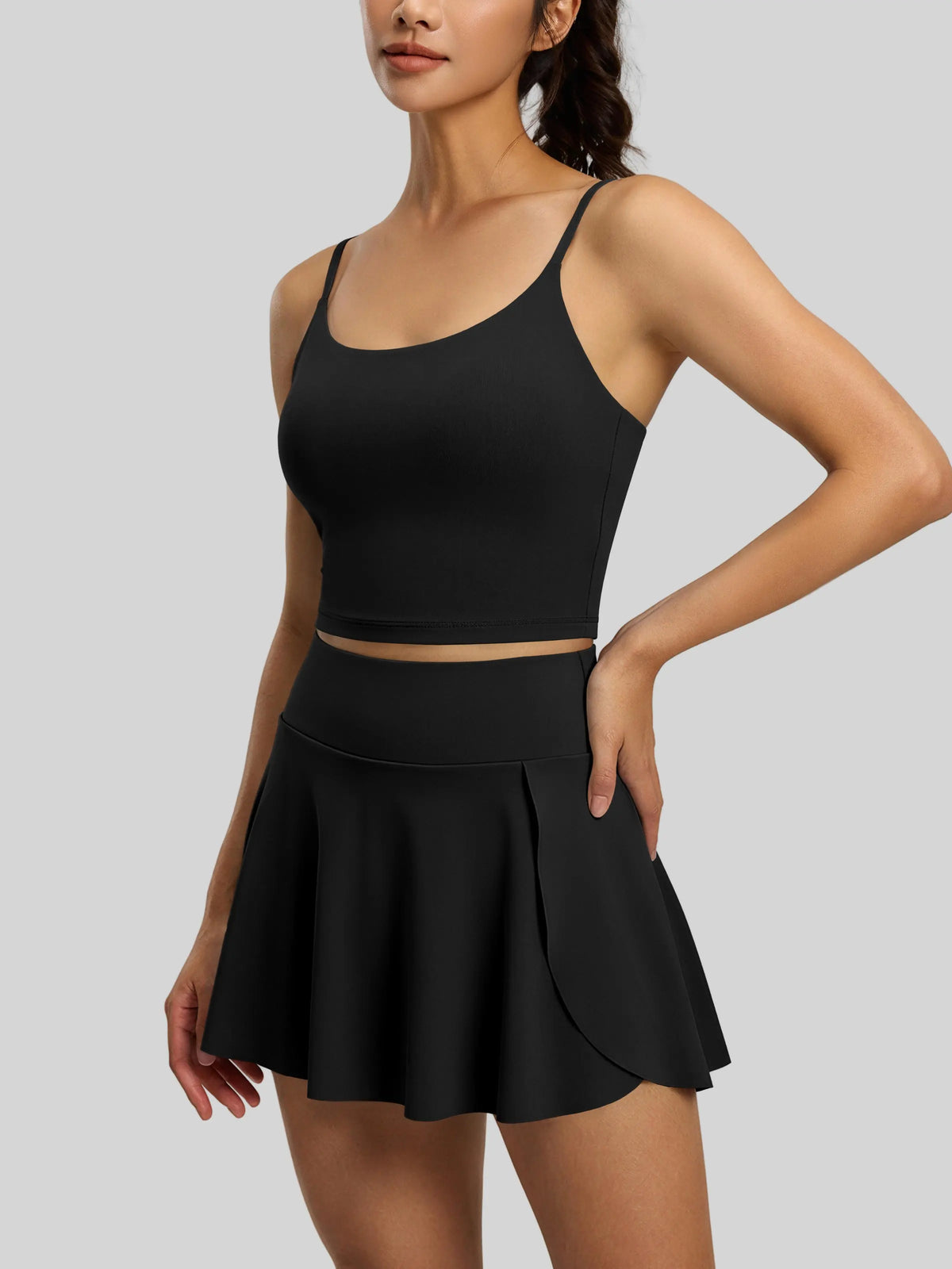 Eunfew Ruched Cross-Back Built-In Bra Yoga Tank EUNFEW