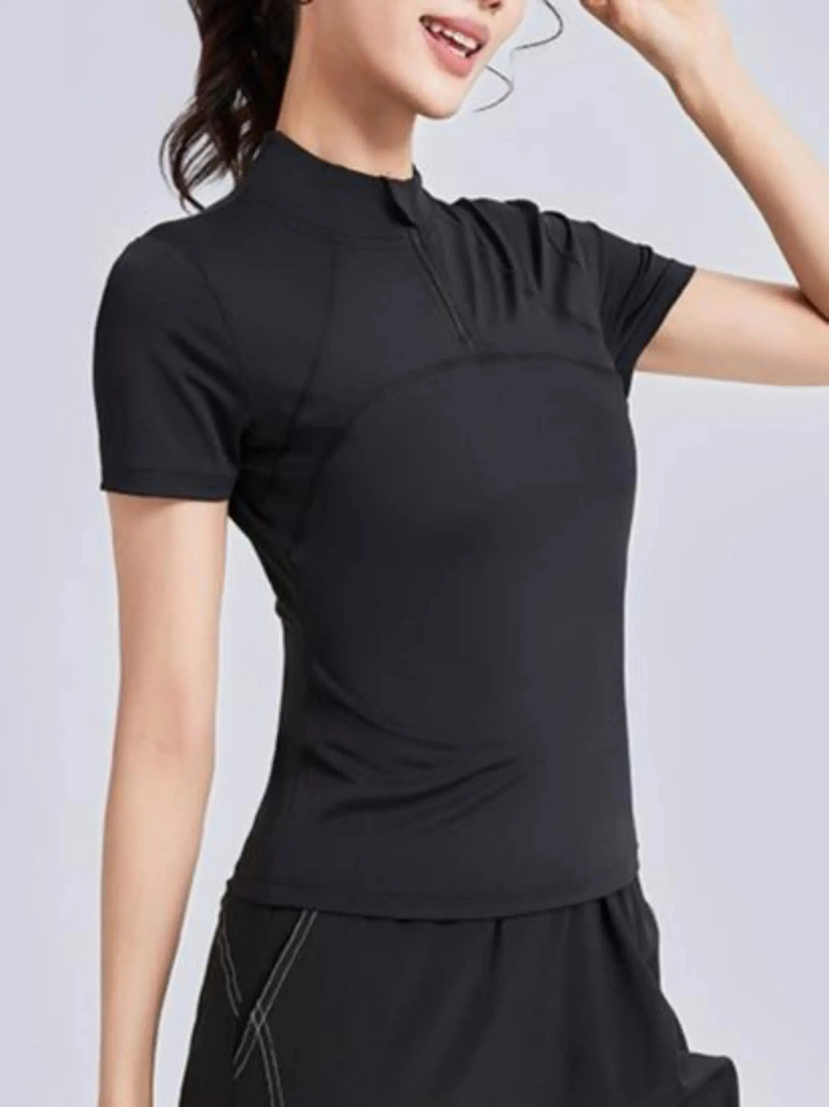 Eunfew Form Deconstruction Half-Zip Yoga Top EUNFEW
