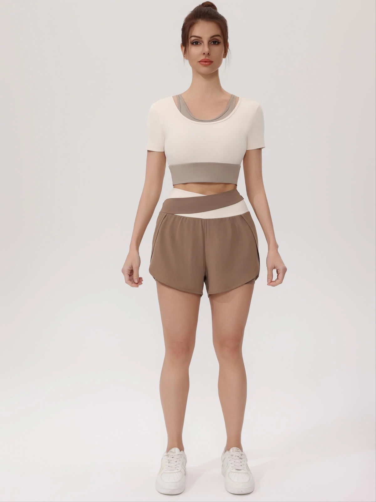Eunfew 2-in-1 Colorblock Yoga Shorts EUNFEW