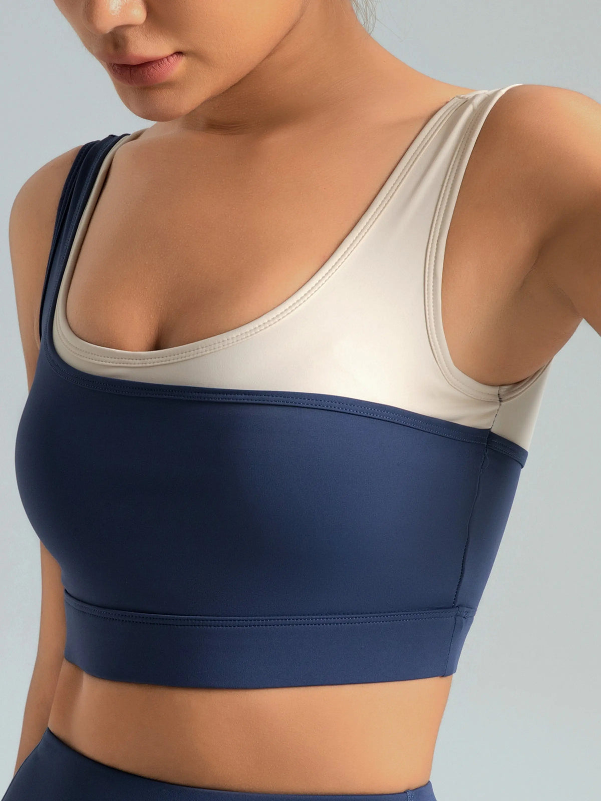 Eunfew Faux-Layer Two-Tone Yoga Bra EUNFEW