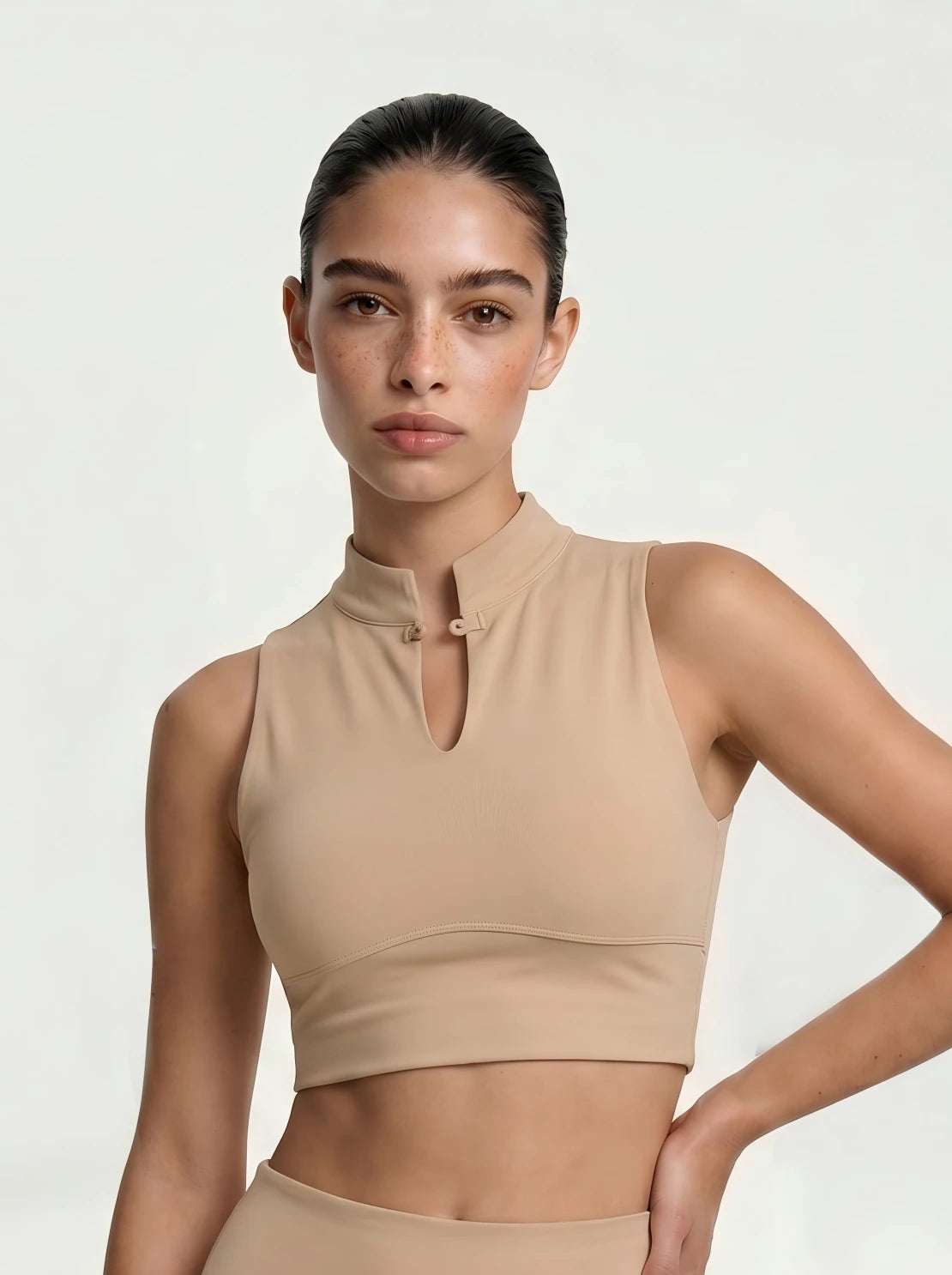 Eunfew Aura Breath Top | Cropped Mandarin Collar Yoga Tank (Keyhole Detail) EUNFEW