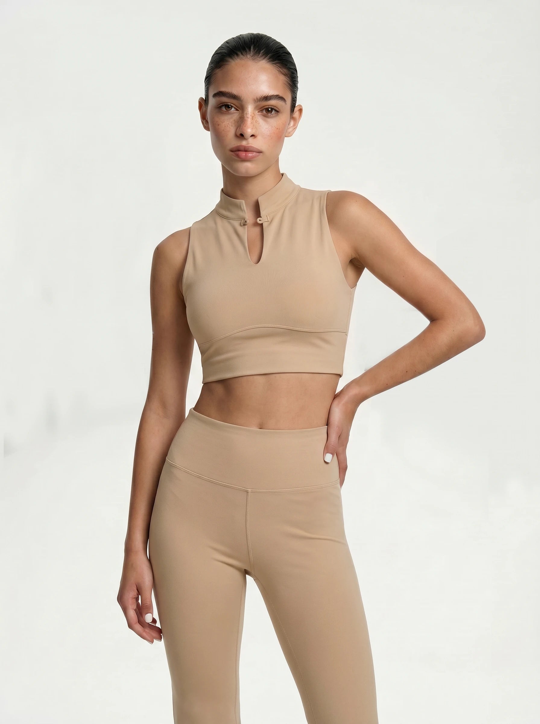 Eunfew Aura Breath Top | Cropped Mandarin Collar Yoga Tank (Keyhole Detail) EUNFEW