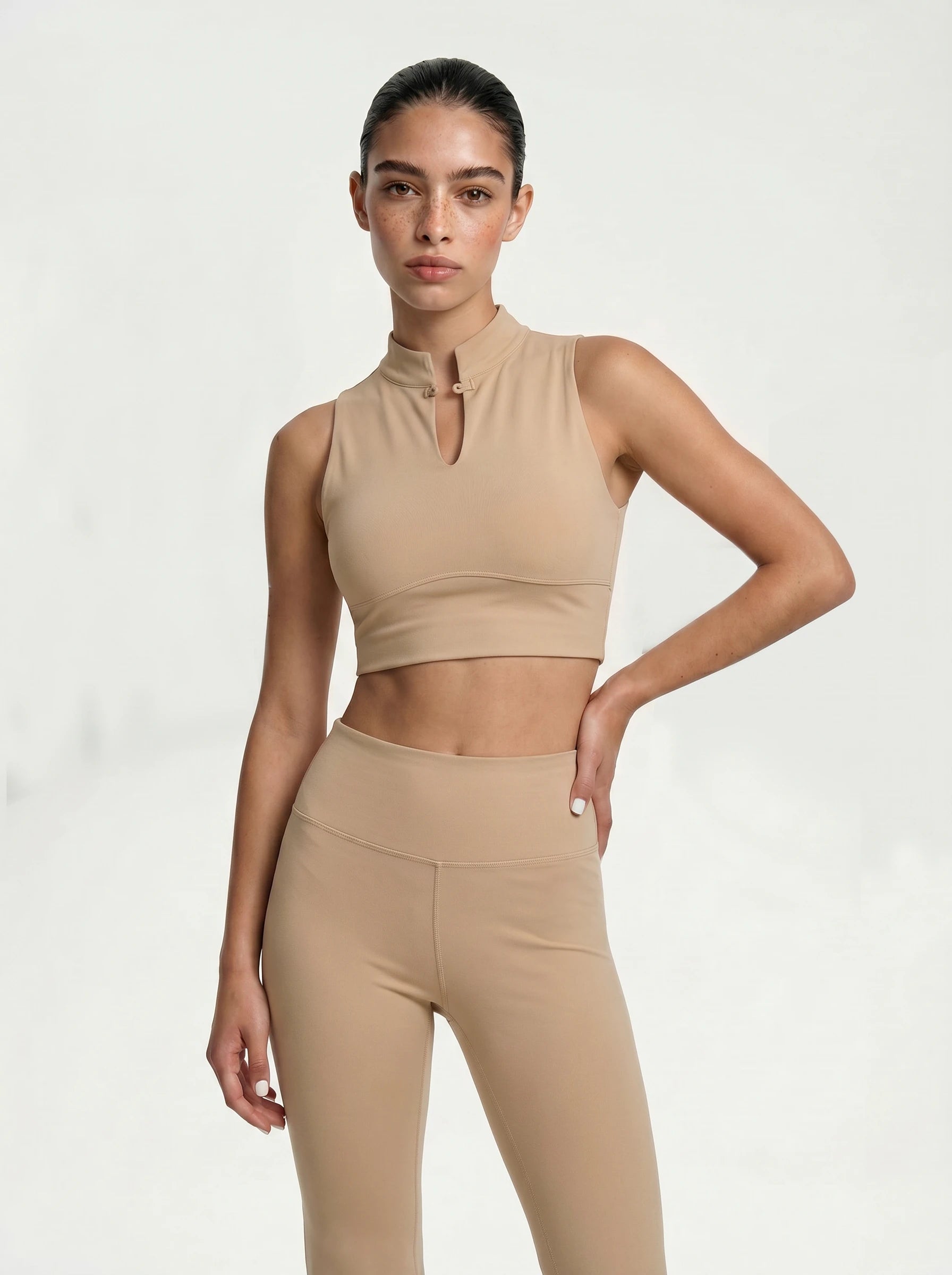 Eunfew Aura Breath Top | Cropped Mandarin Collar Yoga Tank (Keyhole Detail) EUNFEW