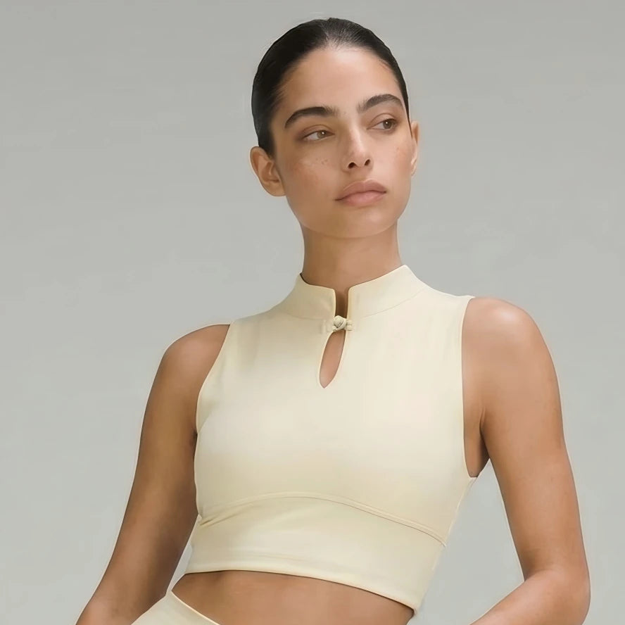 Eunfew Aura Breath Top | Cropped Mandarin Collar Yoga Tank (Keyhole Detail) EUNFEW