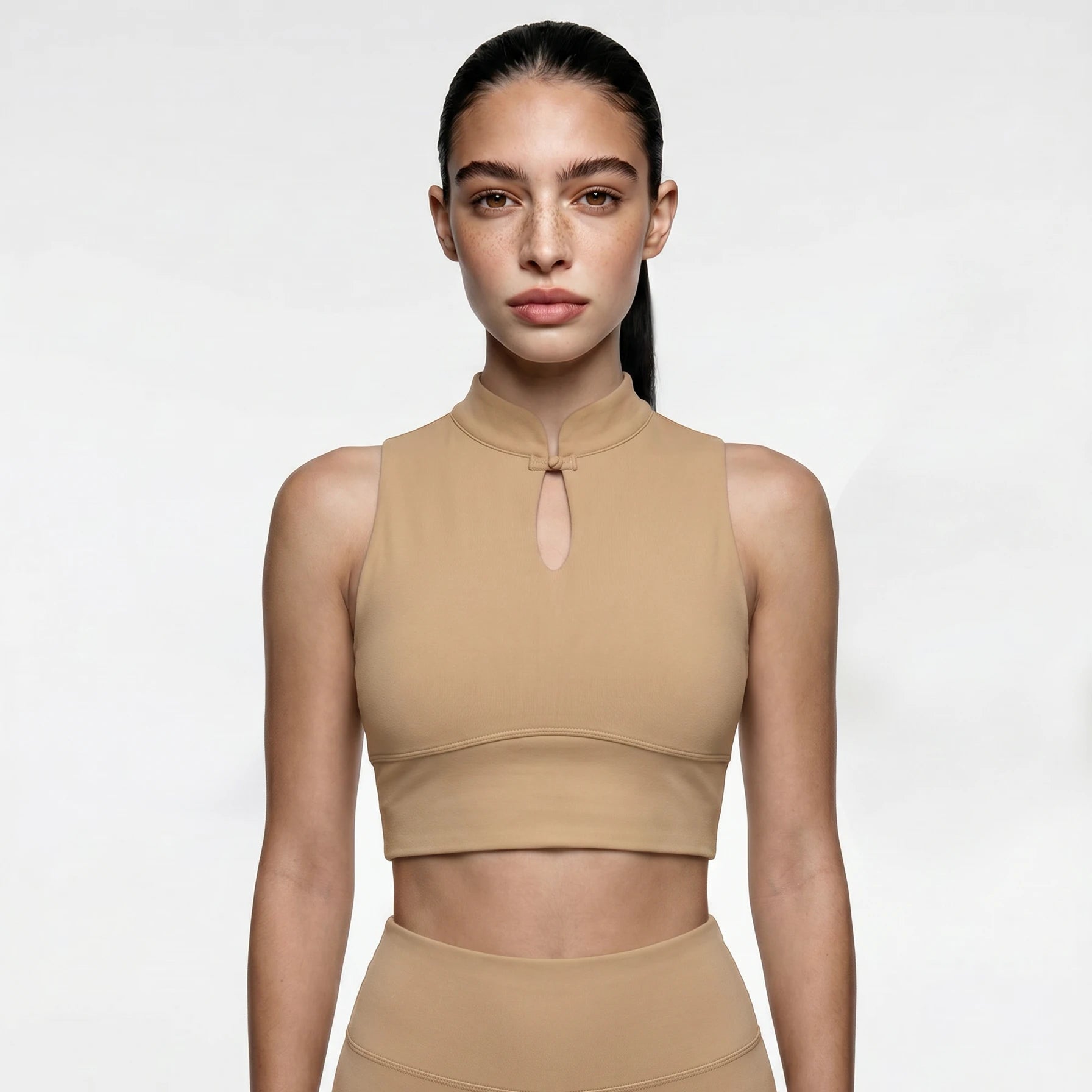 Eunfew Aura Breath Top | Cropped Mandarin Collar Yoga Tank (Keyhole Detail) EUNFEW