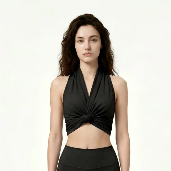 Eunfew Camellia Whisper Ā· Knot-Front Yoga Top EUNFEW