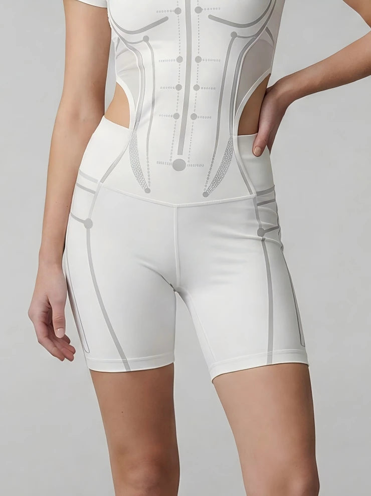 Eunfew Mist Grey · Quiet Zen Yoga Set with Built-In Support & Geometric Cut-Outs EUNFEW