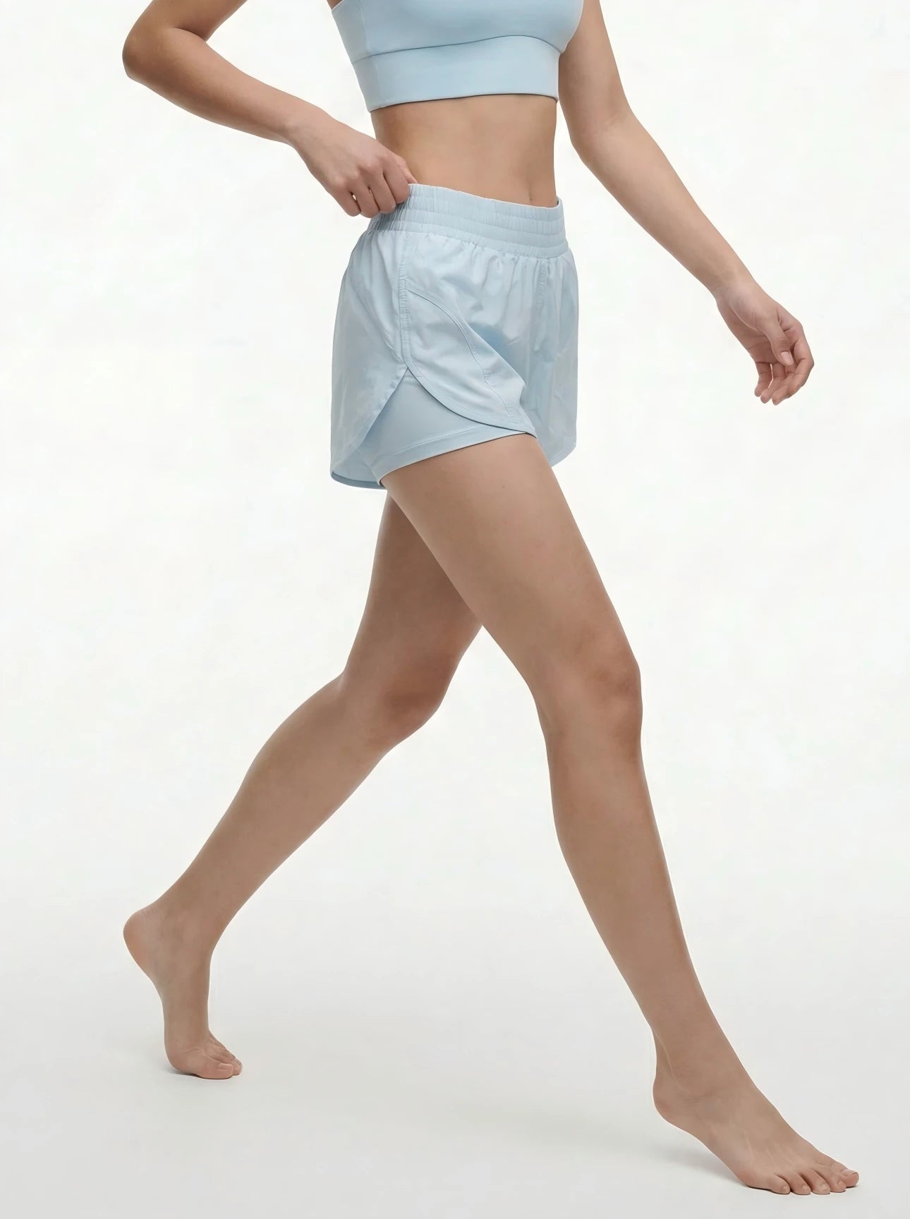 Eunfew Silhouette of Stillness Ā· Dual-Feel Waistband Yoga Shorts EUNFEW