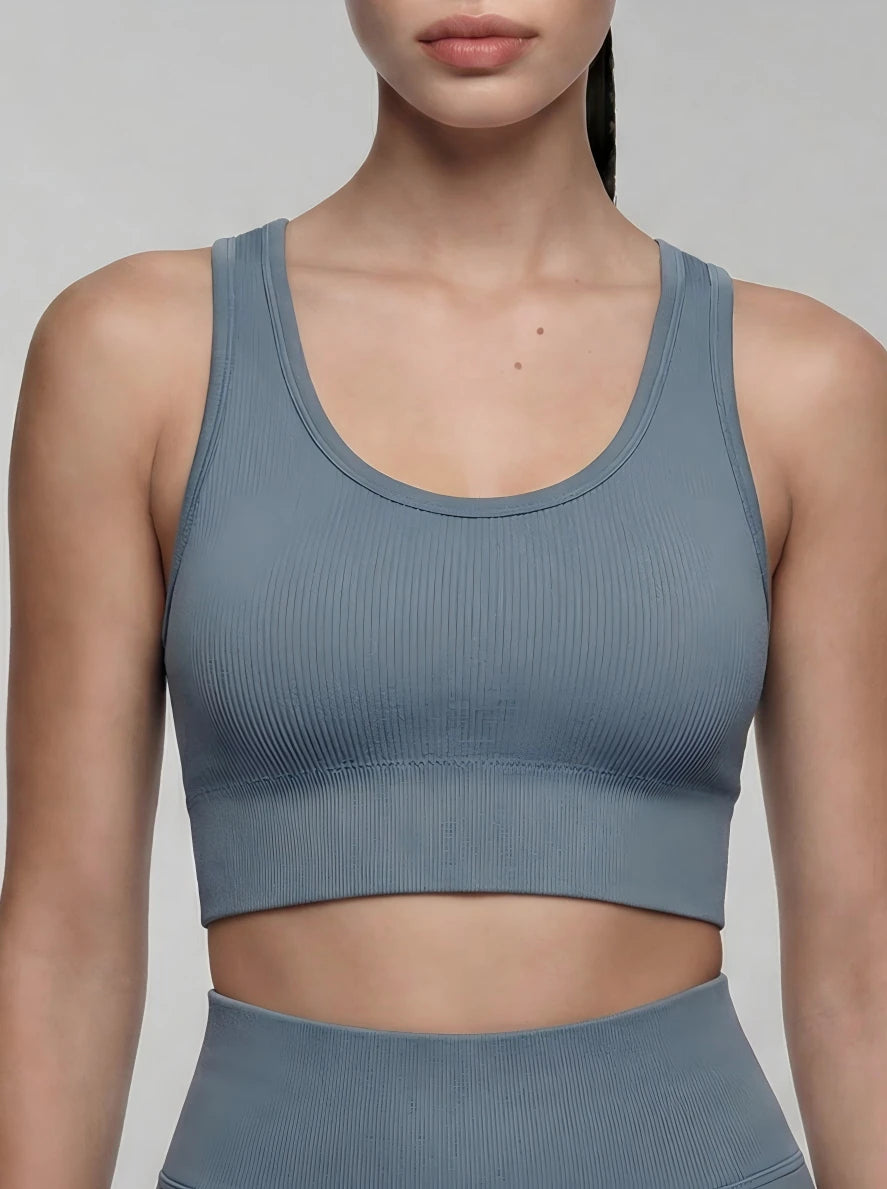 Eunfew Distant Mountain Grey Yoga Set with Chafe-Resistant Seams | For Uninterrupted Focus EUNFEW