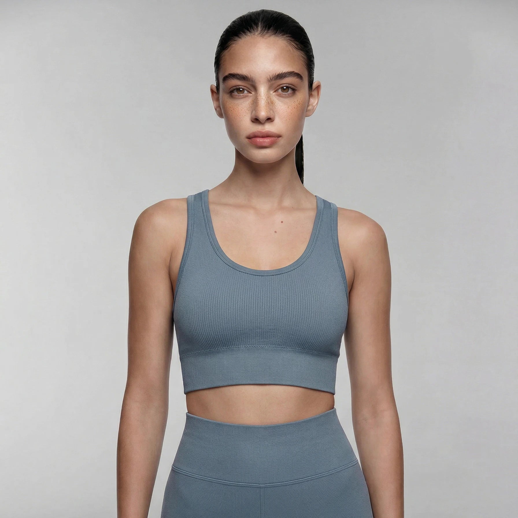 Eunfew Distant Mountain Grey Yoga Set with Chafe-Resistant Seams | For Uninterrupted Focus EUNFEW