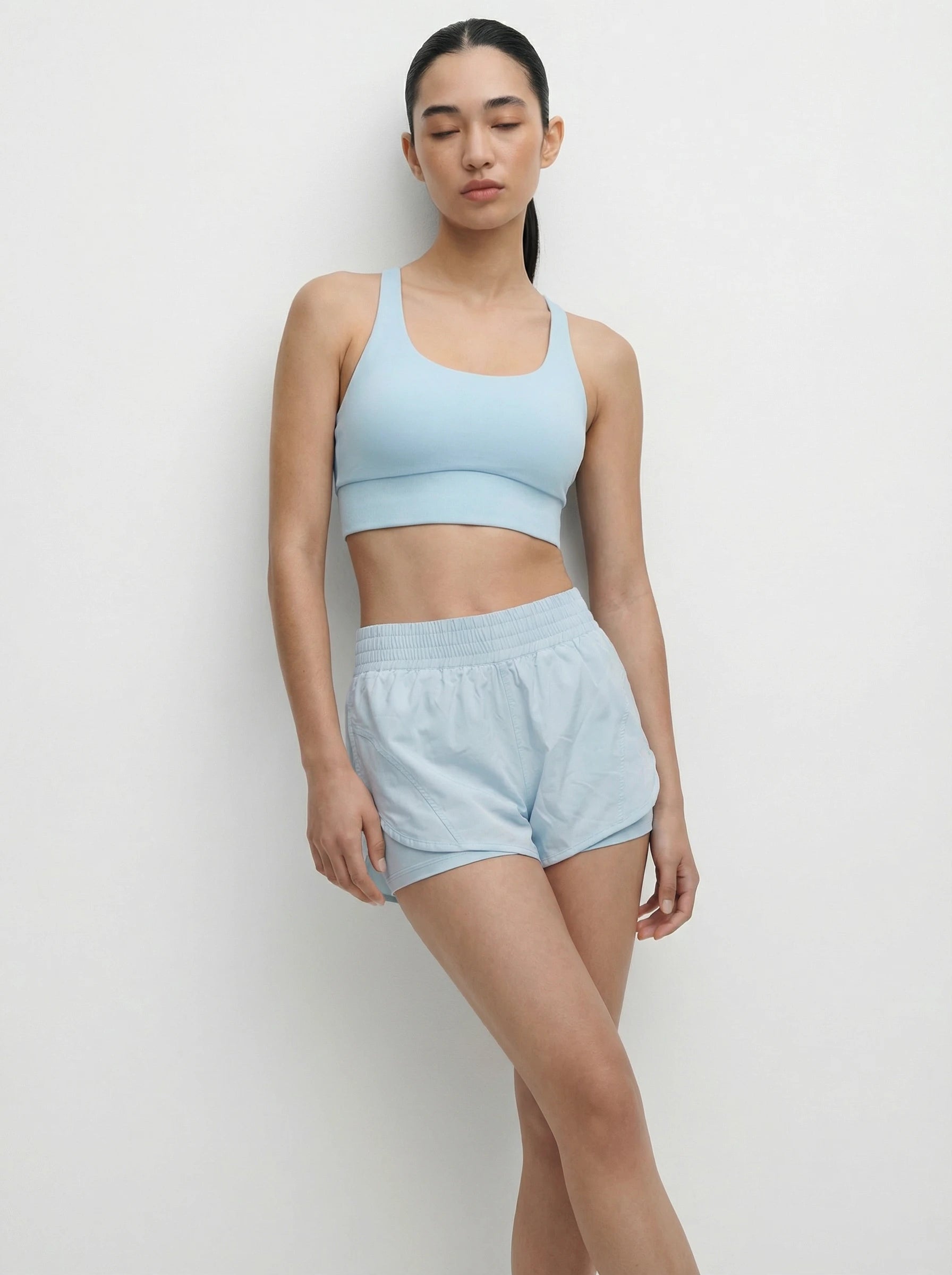 Eunfew Silhouette of Stillness · Dual-Feel Waistband Yoga Shorts EUNFEW