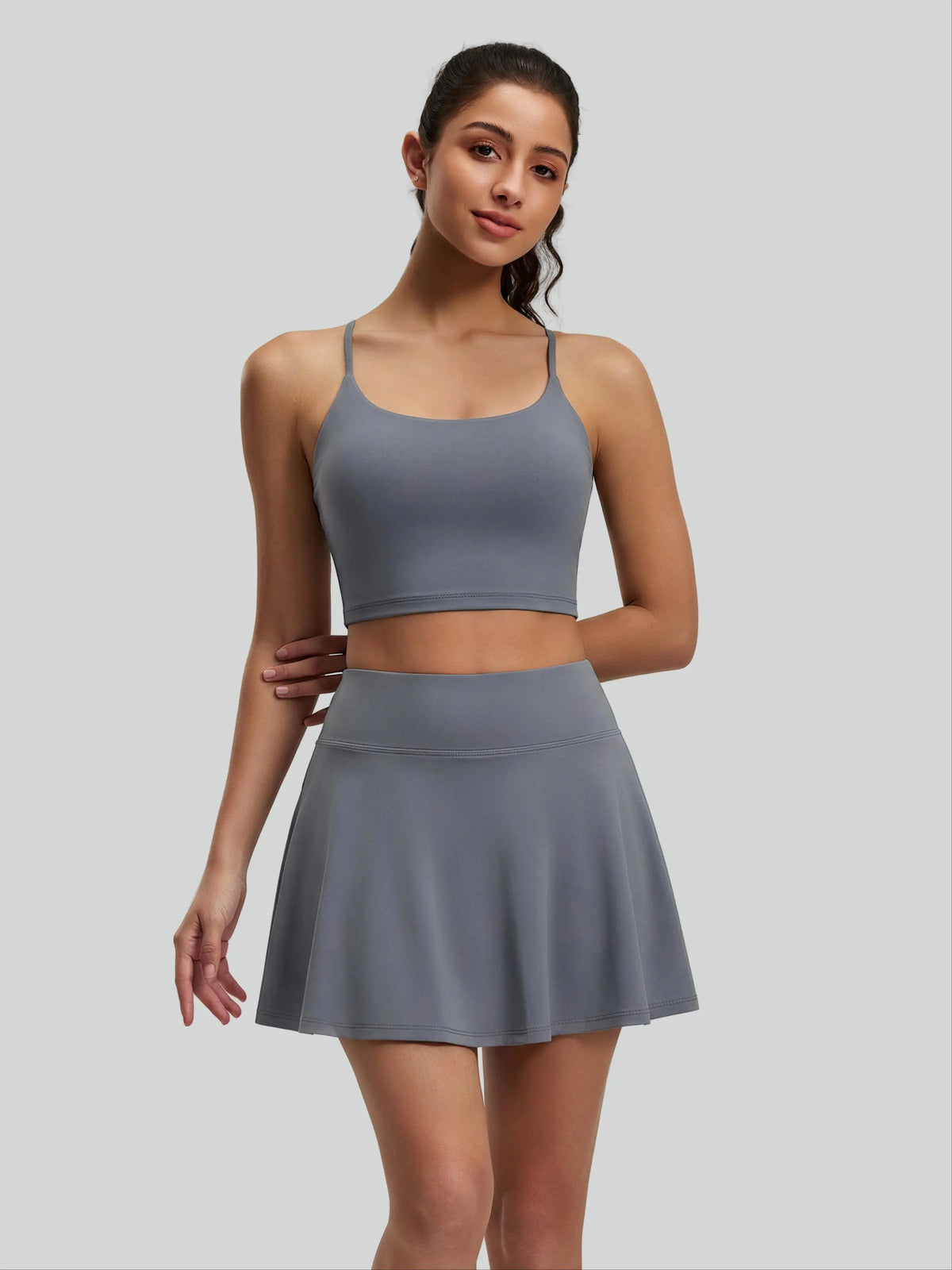 Eunfew Ruched Cross-Back Built-In Bra Yoga Tank EUNFEW