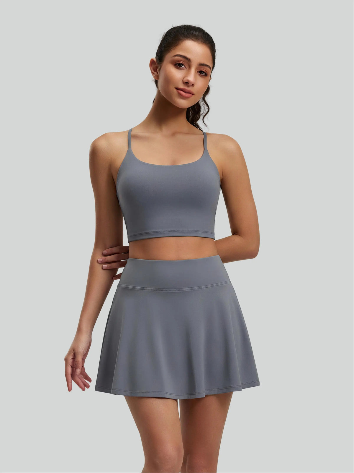 Eunfew Ruched Cross-Back Built-In Bra Yoga Tank EUNFEW