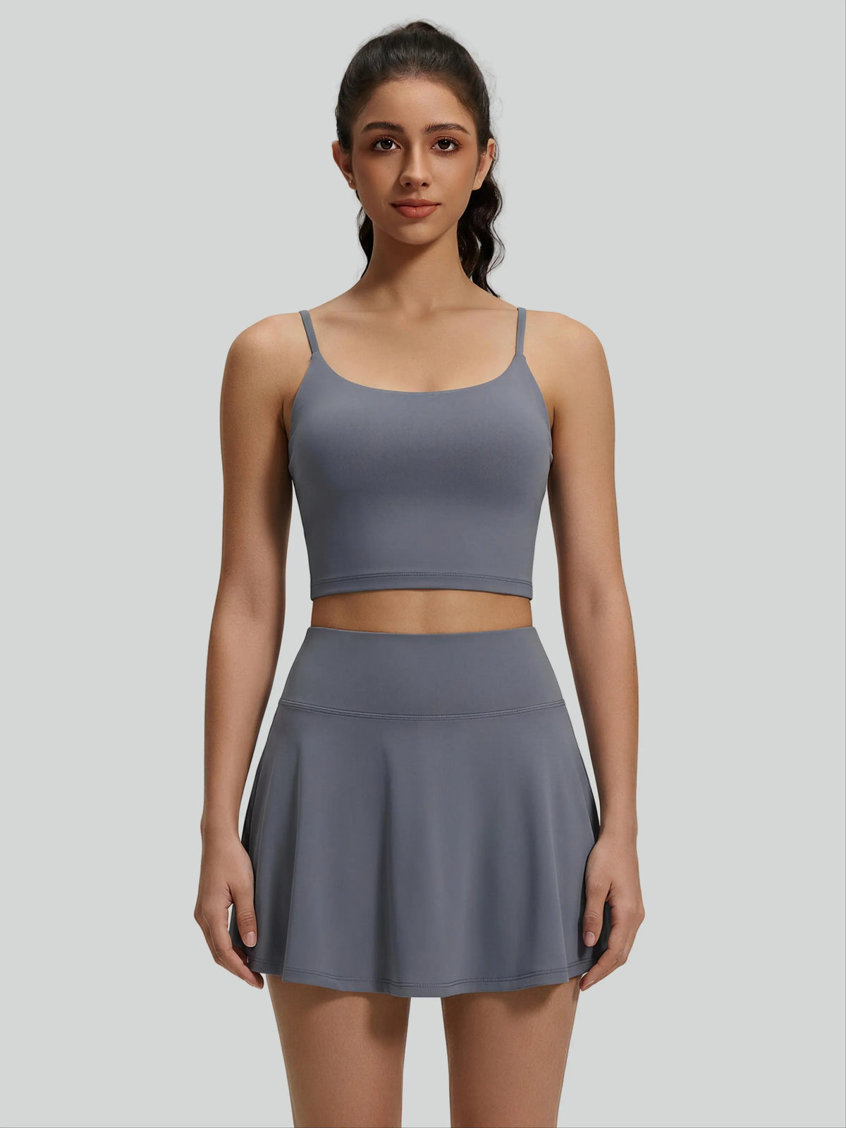 Eunfew Ruched Cross-Back Built-In Bra Yoga Tank EUNFEW