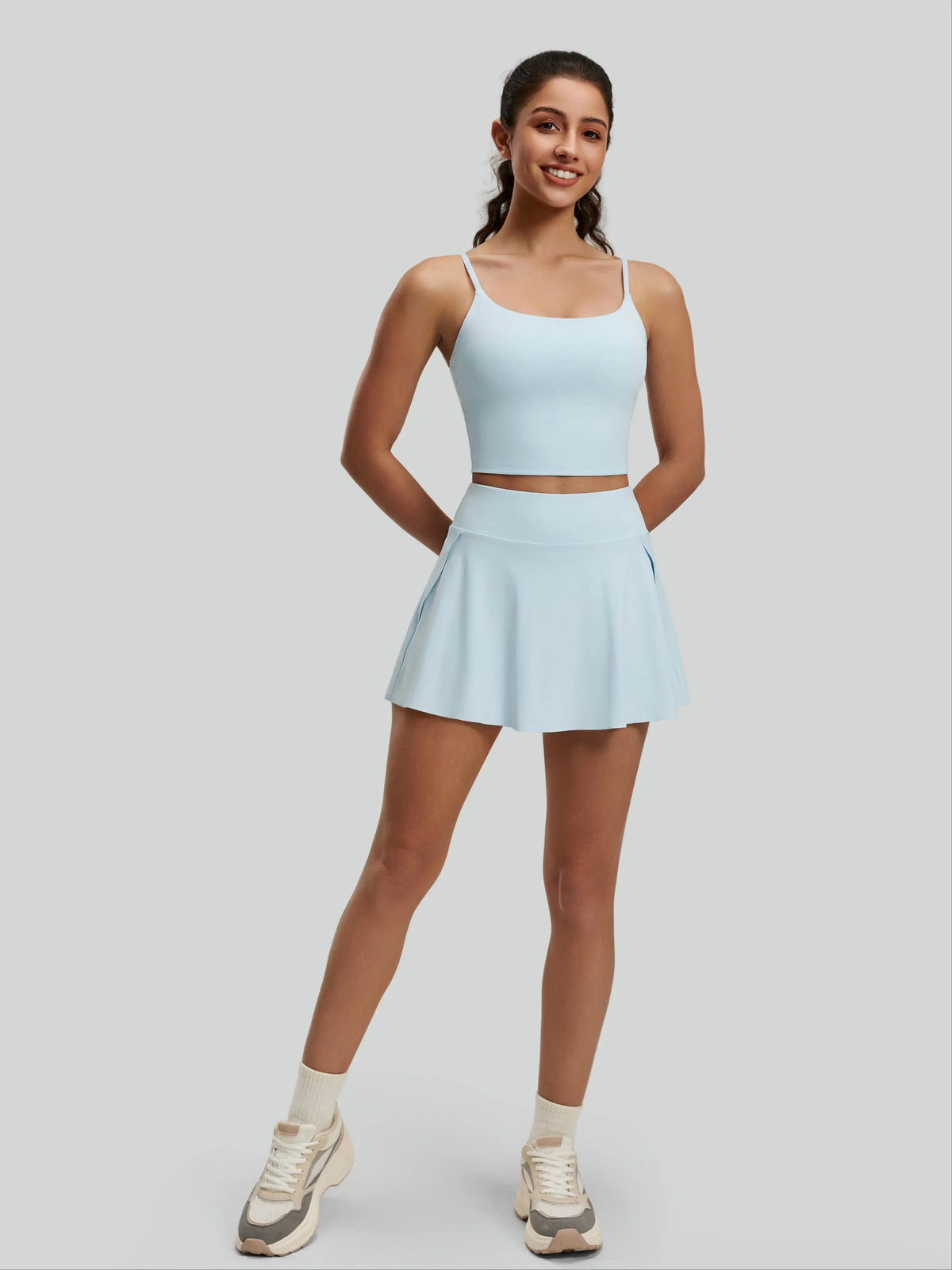 Eunfew Ruched Cross-Back Built-In Bra Yoga Tank EUNFEW