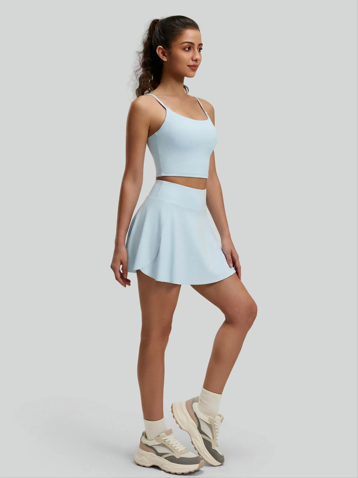 Eunfew Ruched Cross-Back Built-In Bra Yoga Tank EUNFEW