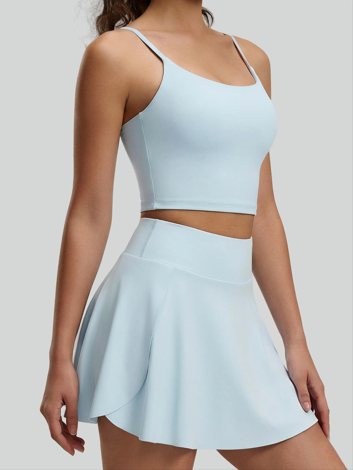 Eunfew Ruched Cross-Back Built-In Bra Yoga Tank EUNFEW