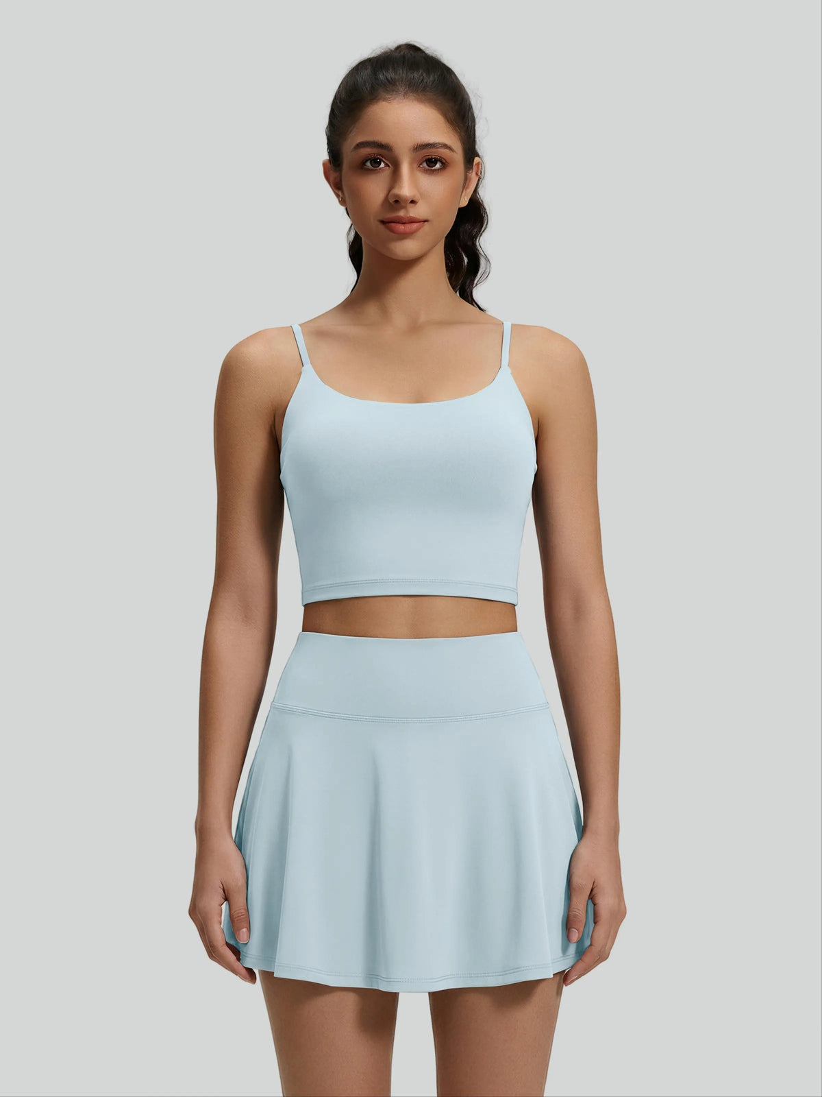 Eunfew Ruched Cross-Back Built-In Bra Yoga Tank EUNFEW