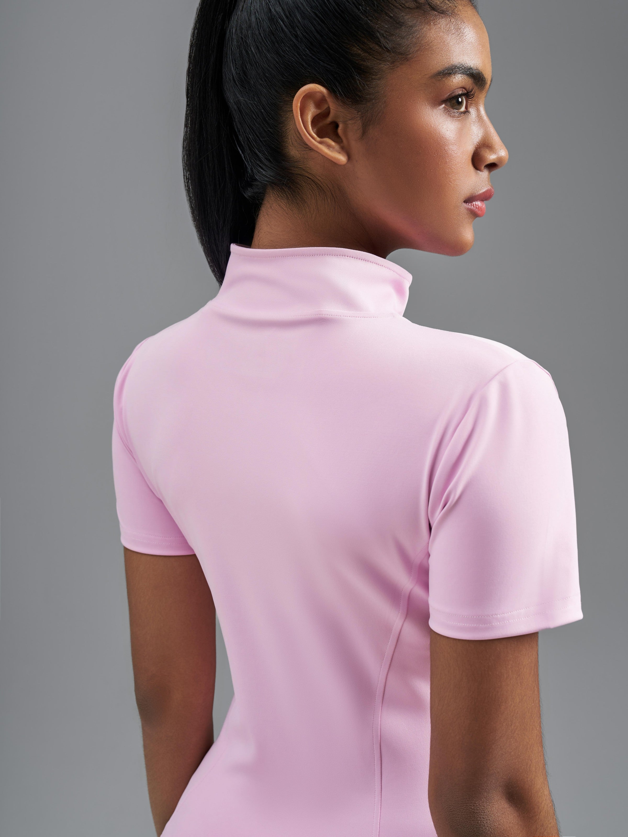 Eunfew Ultra-Stretch Short Sleeve Mock Neck Yoga Jacket EUNFEW