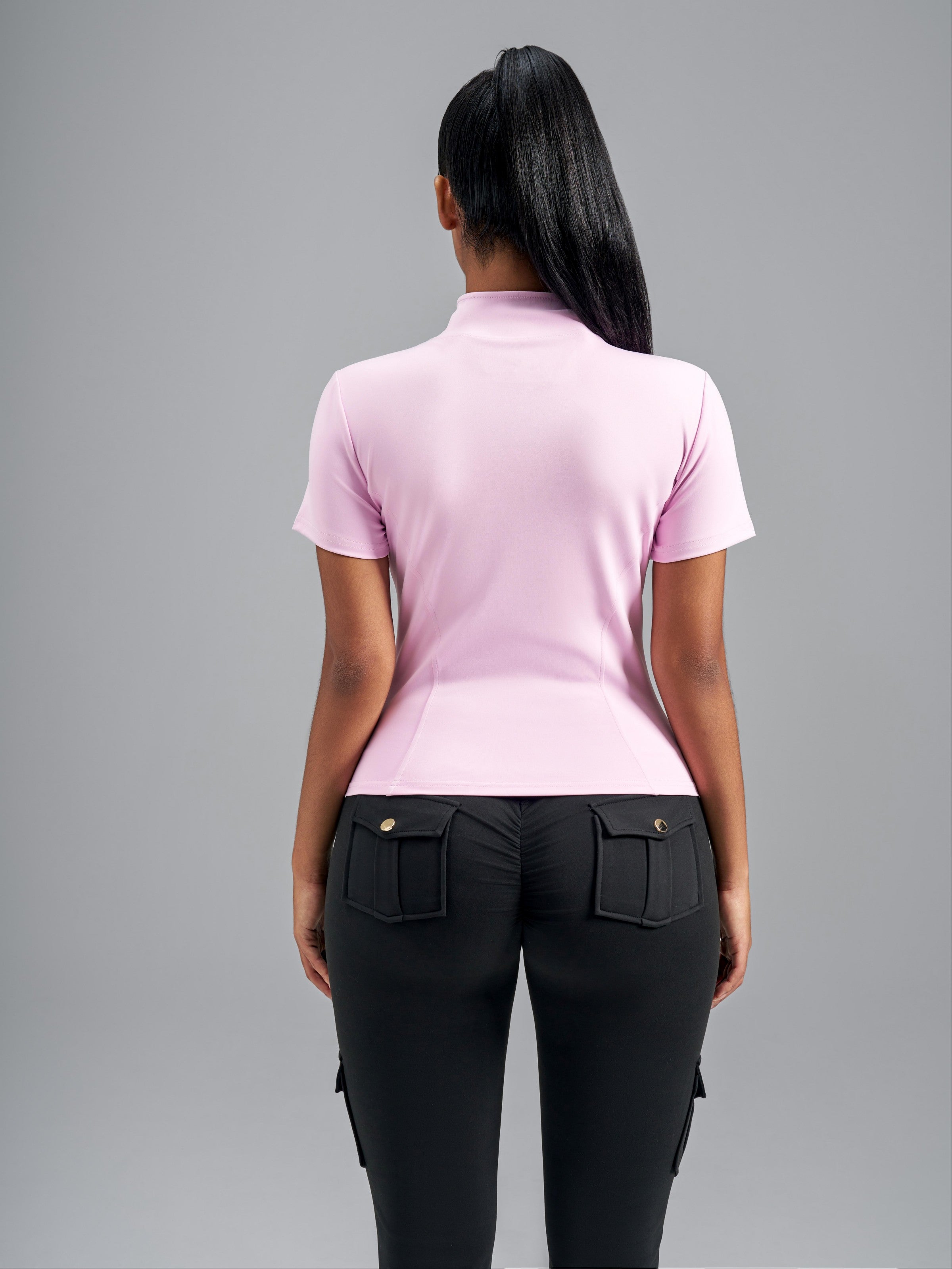 Eunfew Ultra-Stretch Short Sleeve Mock Neck Yoga Jacket EUNFEW
