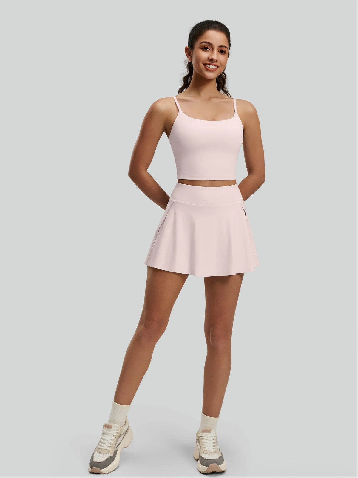 Eunfew Ruched Cross-Back Built-In Bra Yoga Tank EUNFEW
