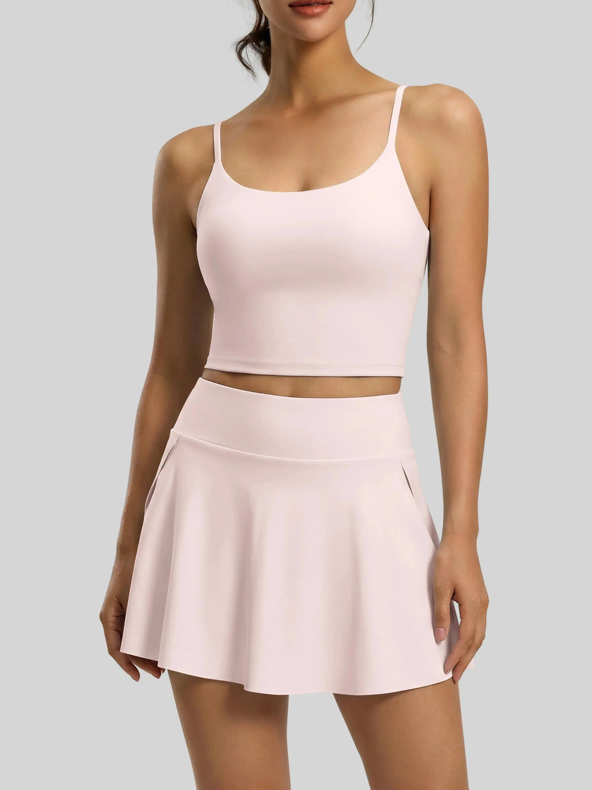 Eunfew Ruched Cross-Back Built-In Bra Yoga Tank EUNFEW