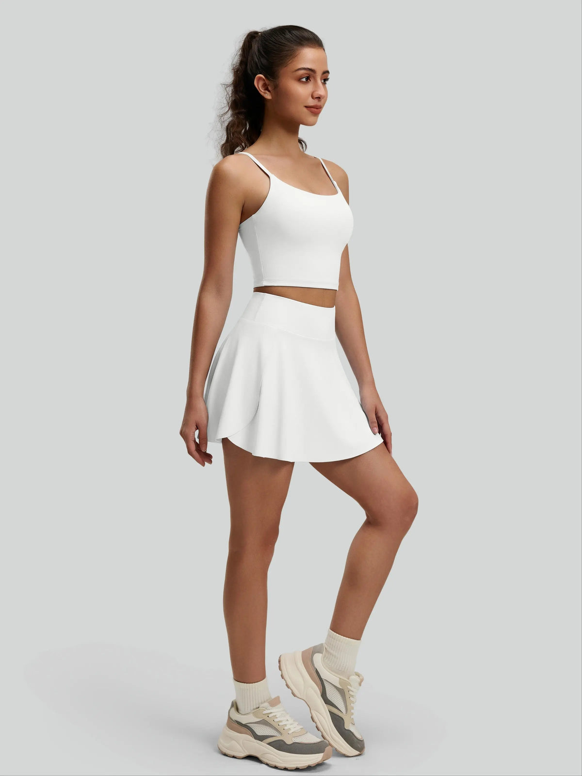 Eunfew Ruched Cross-Back Built-In Bra Yoga Tank EUNFEW