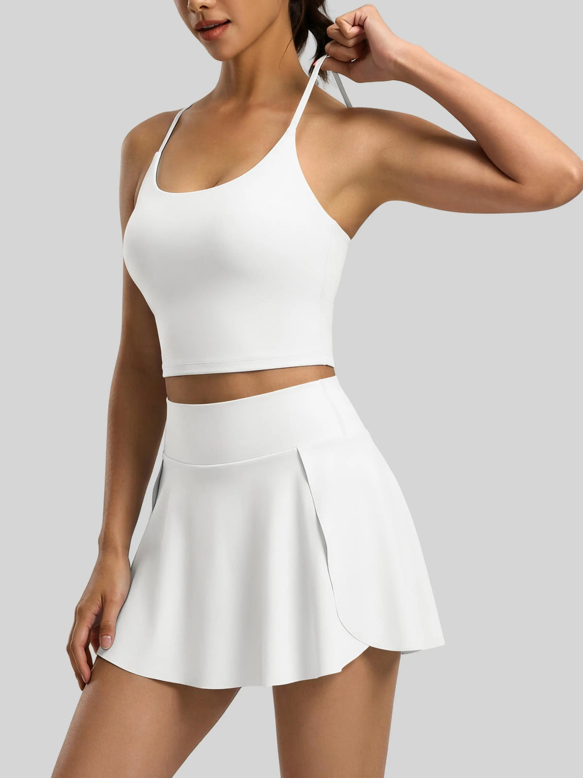Eunfew Ruched Cross-Back Built-In Bra Yoga Tank EUNFEW