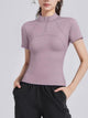 Eunfew Form Deconstruction Half-Zip Yoga Top