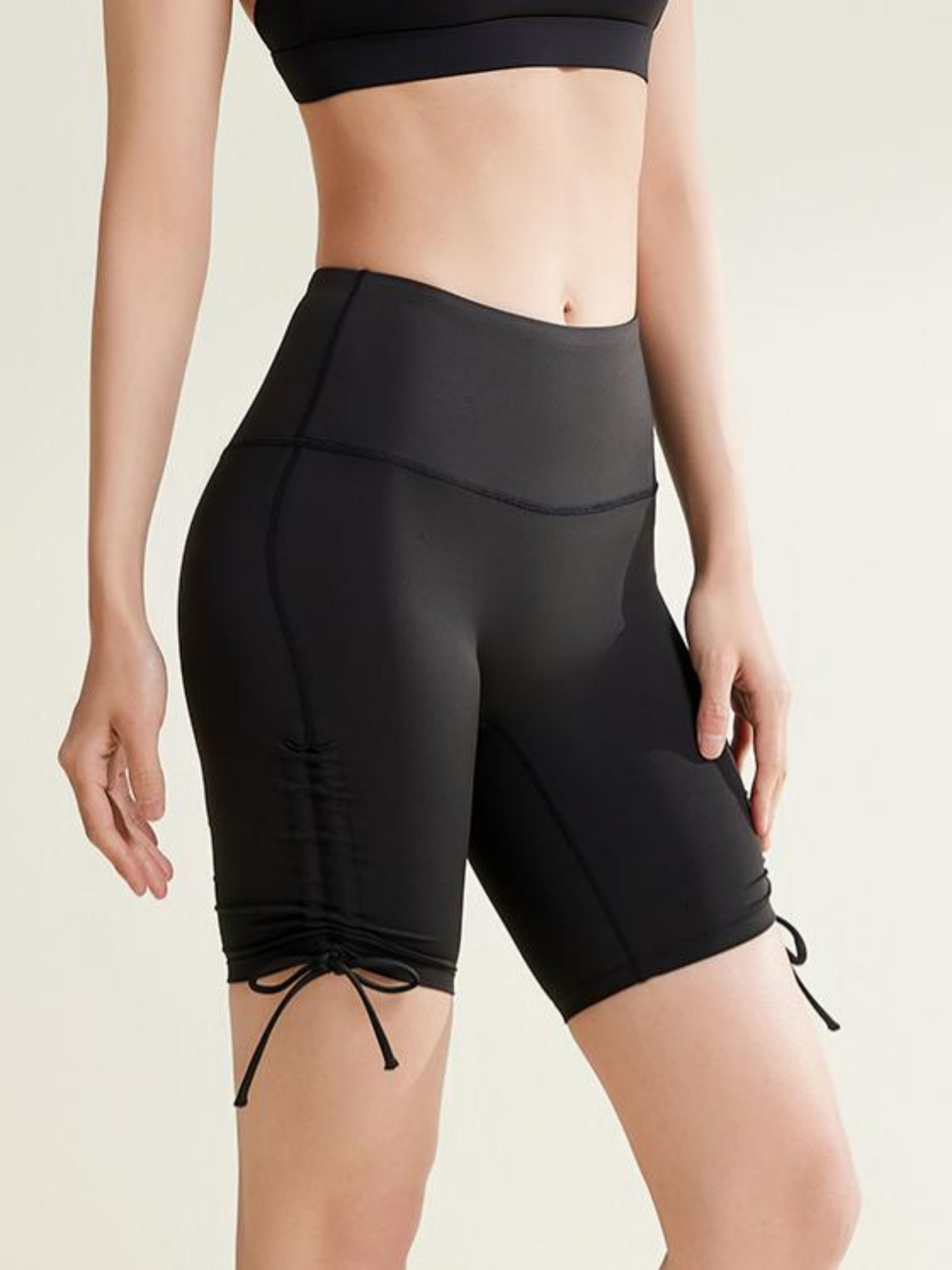Eunfew Ruched High-Waist Yoga Biker Shorts
