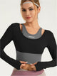 Eunfew 2-in-1 Built-In Bra Long Sleeve Yoga Top