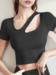 Eunfew Asymmetric Slanted Yoga Top with Bra