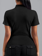 Eunfew Ultra-Stretch Short Sleeve Mock Neck Yoga Jacket EUNFEW