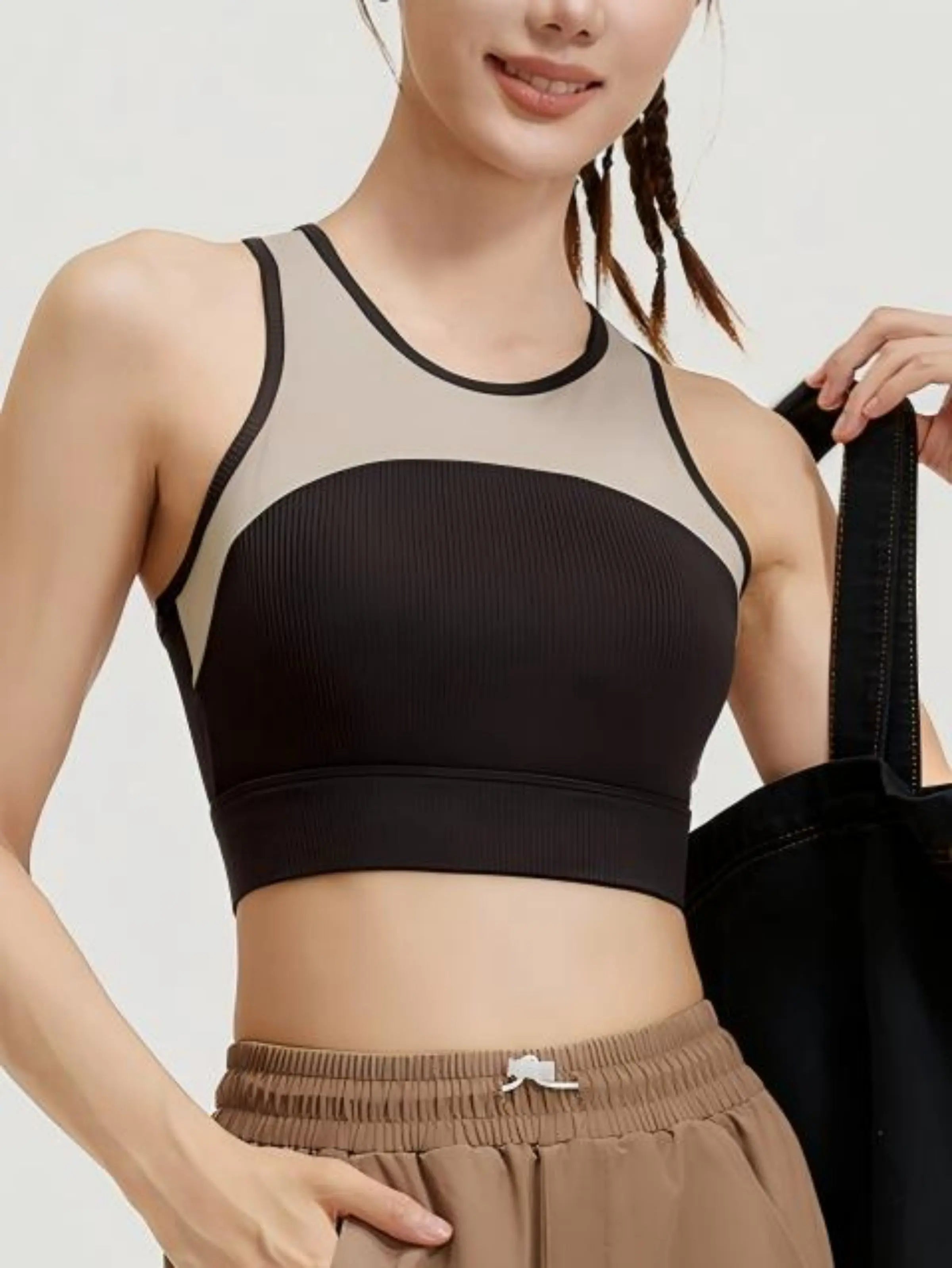Eunfew Breathable Yoga Tank Top Fixed Cup Sports Bra EUNFEW