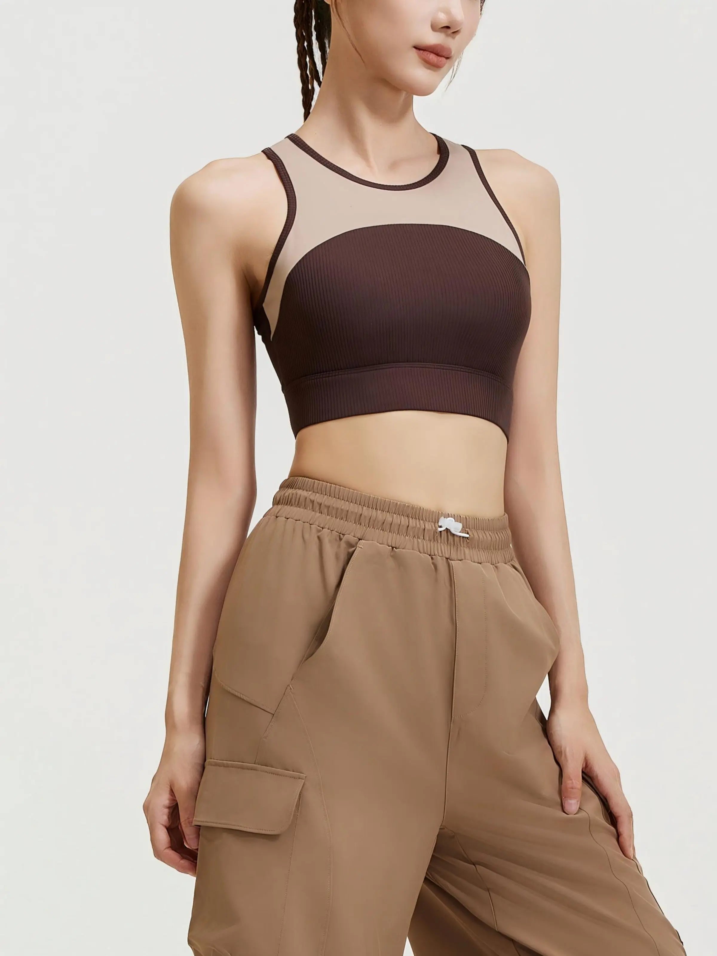 Eunfew Breathable Yoga Tank Top Fixed Cup Sports Bra EUNFEW