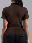 Eunfew Ultra-Stretch Short Sleeve Mock Neck Yoga Jacket EUNFEW