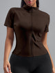 Eunfew Ultra-Stretch Short Sleeve Mock Neck Yoga Jacket EUNFEW