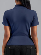 Eunfew Ultra-Stretch Short Sleeve Mock Neck Yoga Jacket EUNFEW