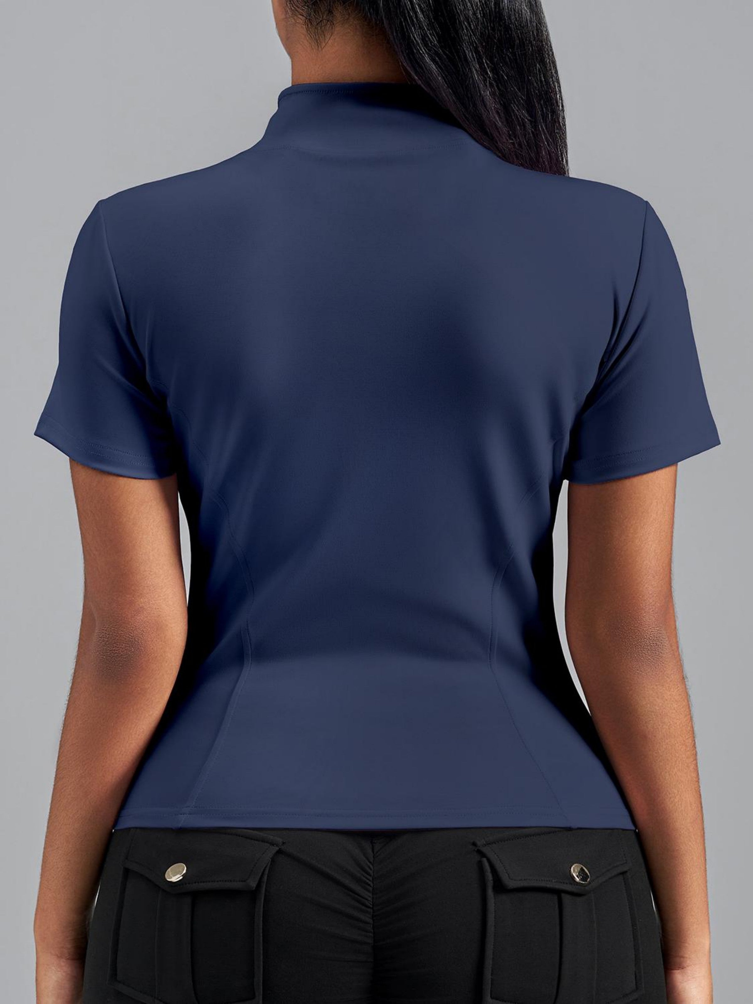 Eunfew Ultra-Stretch Short Sleeve Mock Neck Yoga Jacket EUNFEW