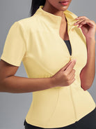 Eunfew Ultra-Stretch Short Sleeve Mock Neck Yoga Jacket EUNFEW