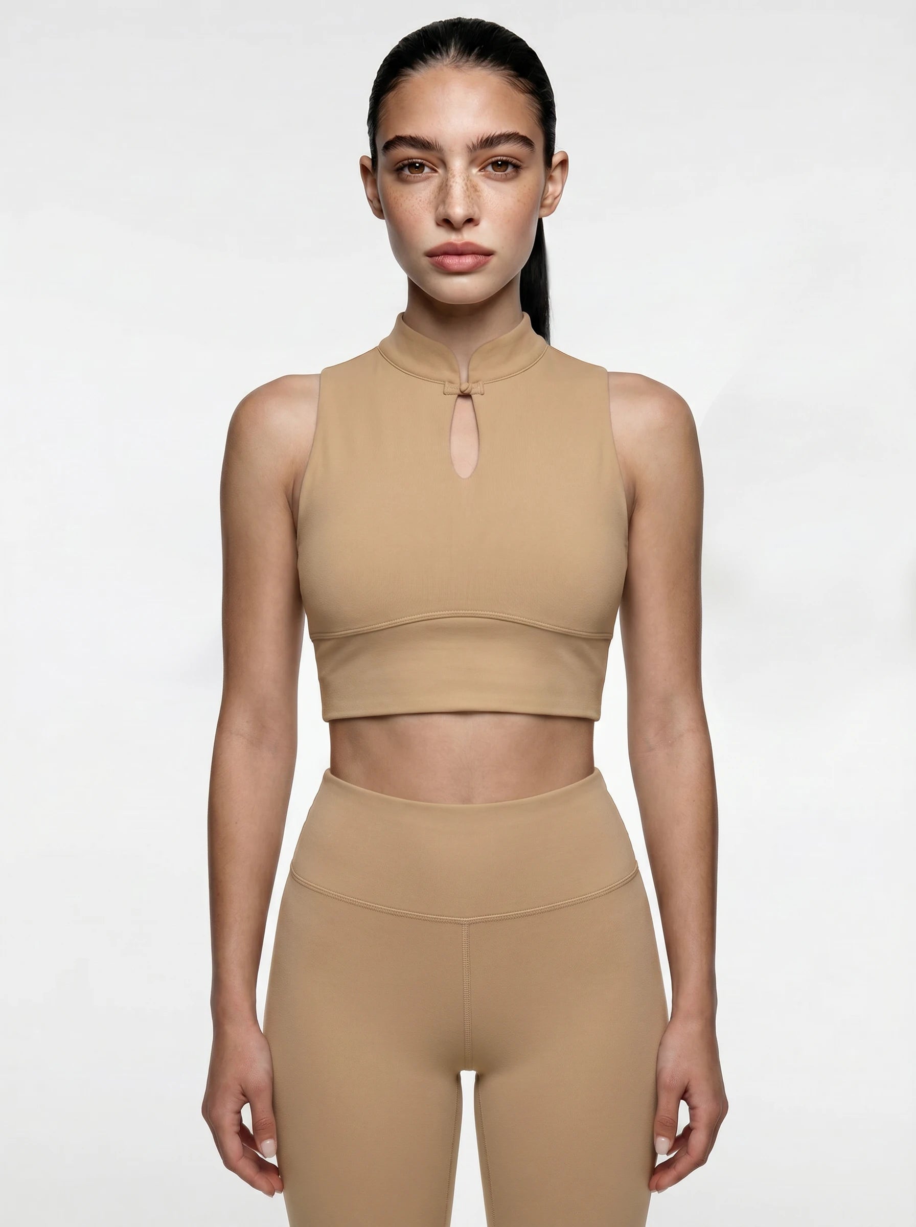 Eunfew Aura Breath Top | Cropped Mandarin Collar Yoga Tank (Keyhole Detail) EUNFEW