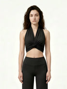 Eunfew Camellia Whisper · Knot-Front Yoga Top EUNFEW