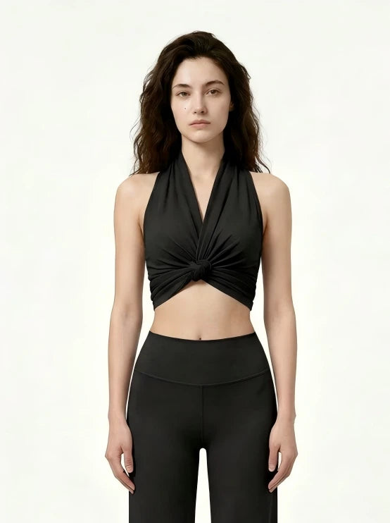 Eunfew Camellia Whisper · Knot-Front Yoga Top EUNFEW