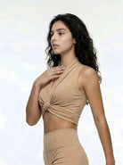Eunfew Camellia Whisper · Knot-Front Yoga Top EUNFEW