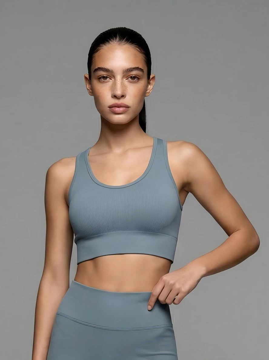 Eunfew Distant Mountain Grey Yoga Set with Chafe-Resistant Seams | For Uninterrupted Focus EUNFEW