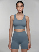 Eunfew Distant Mountain Grey Yoga Set with Chafe-Resistant Seams | For Uninterrupted Focus EUNFEW