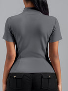 Eunfew Ultra-Stretch Short Sleeve Mock Neck Yoga Jacket EUNFEW
